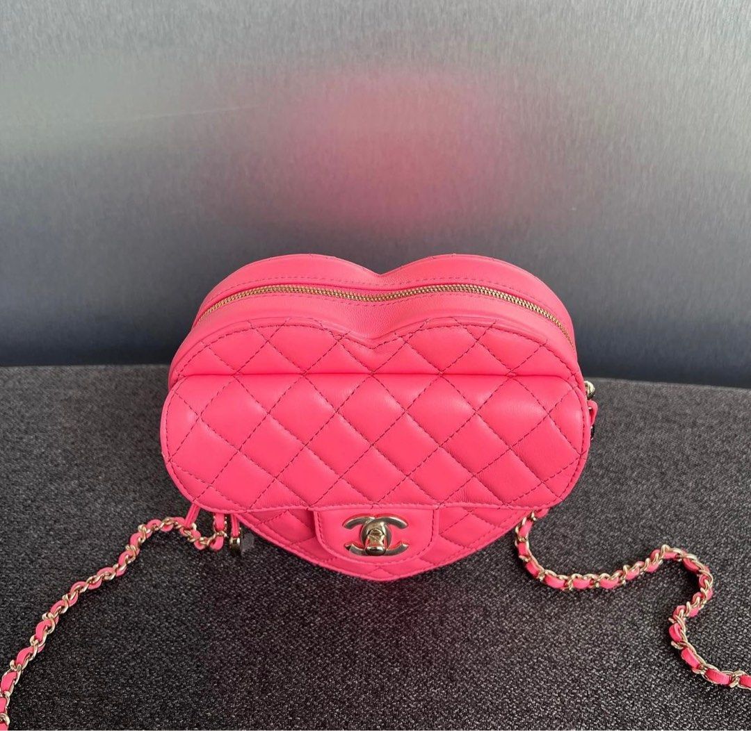 Chanel Heart Bag Medium Pink Lambskin GHW - Klueles