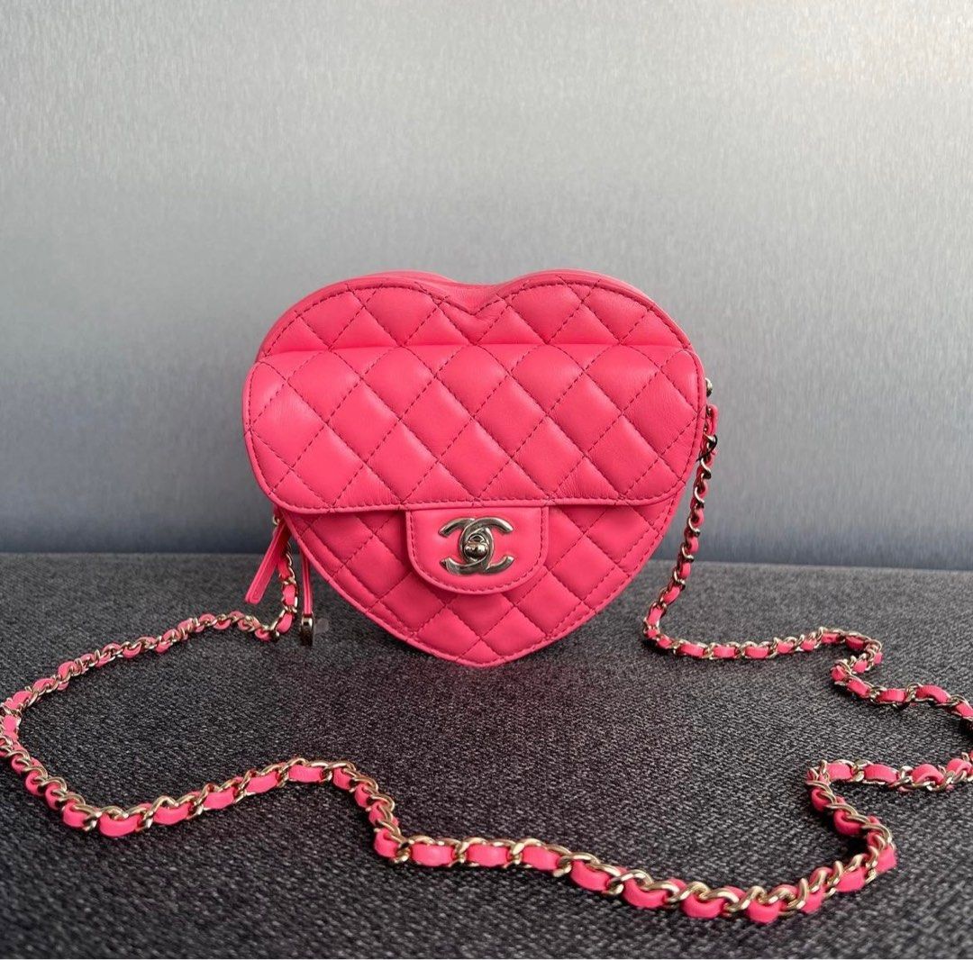 NEW Chanel Heart Bag Medium Pink Lghw, Luxury, Bags & Wallets on Carousell