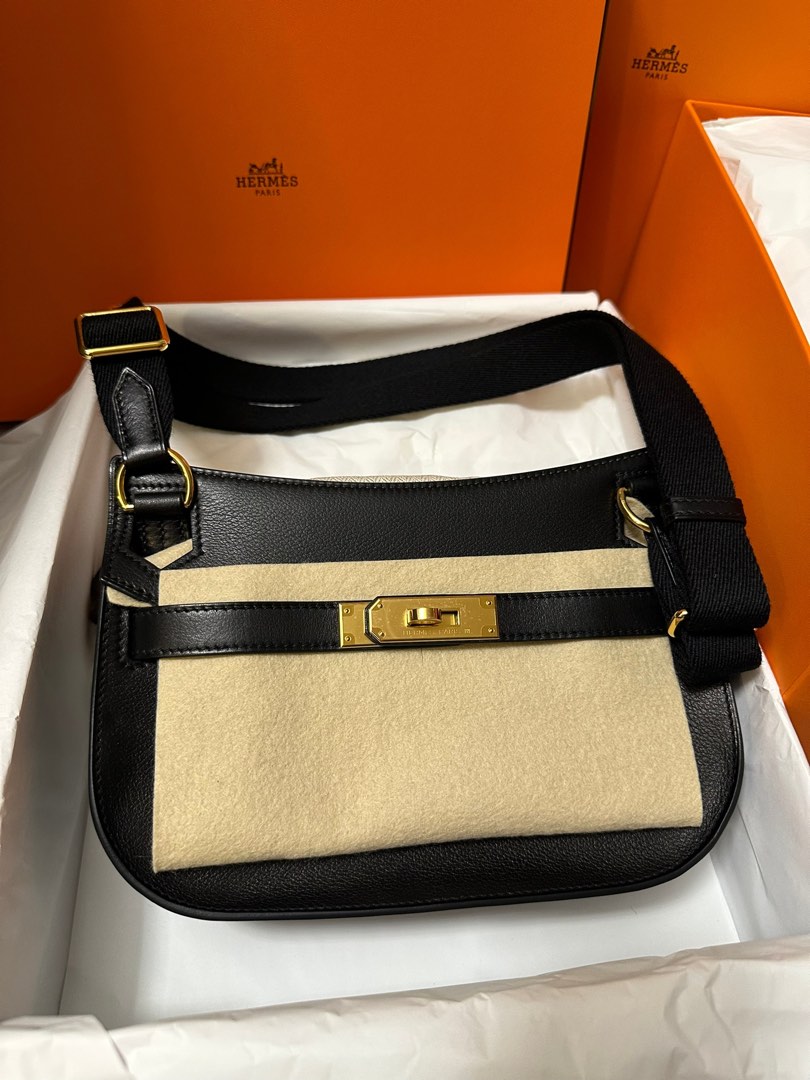 NEW Hermes Jypsiere mini black Veau Evergrain, Luxury, Bags & Wallets