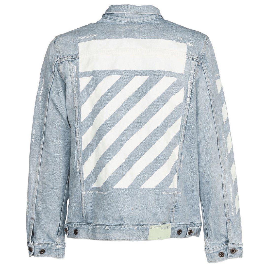 Off White Distressed Temperature Denim Jacket Men s Fashion