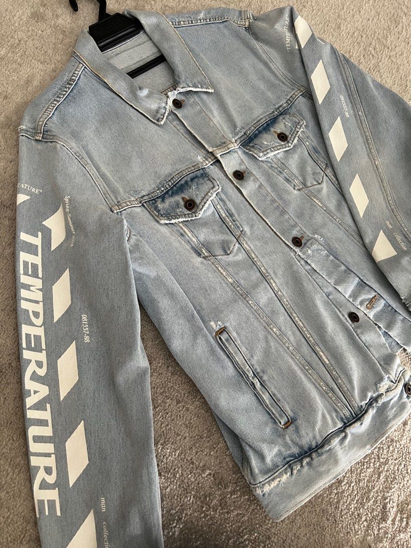 Off white temperature denim jacket clearance