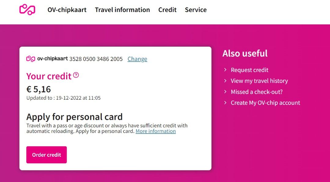 OVChipkaart Netherlands Transport, Hobbies & Toys, Travel, Travel