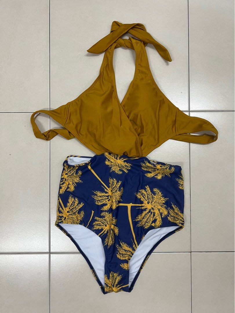 Colorful Palm Tree Hawaiian Print One Piece Swimsuite