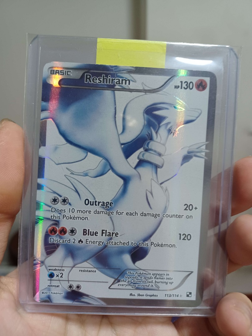 Pokemon Reshiram Full Art Black and White Base Set FA, Hobbies & Toys