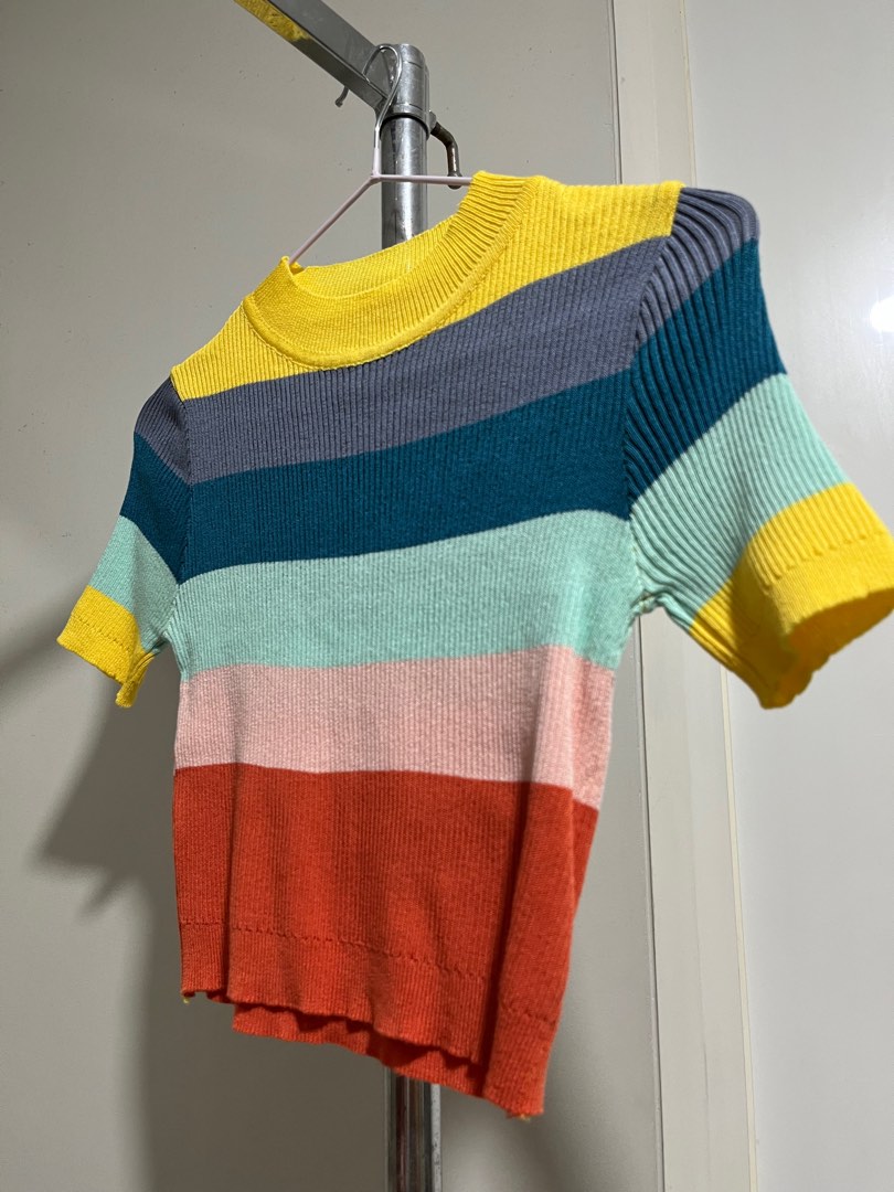 Rainbow knit crop top on Carousell