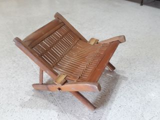 Sturdy Vintage camping picnic Rattan stool