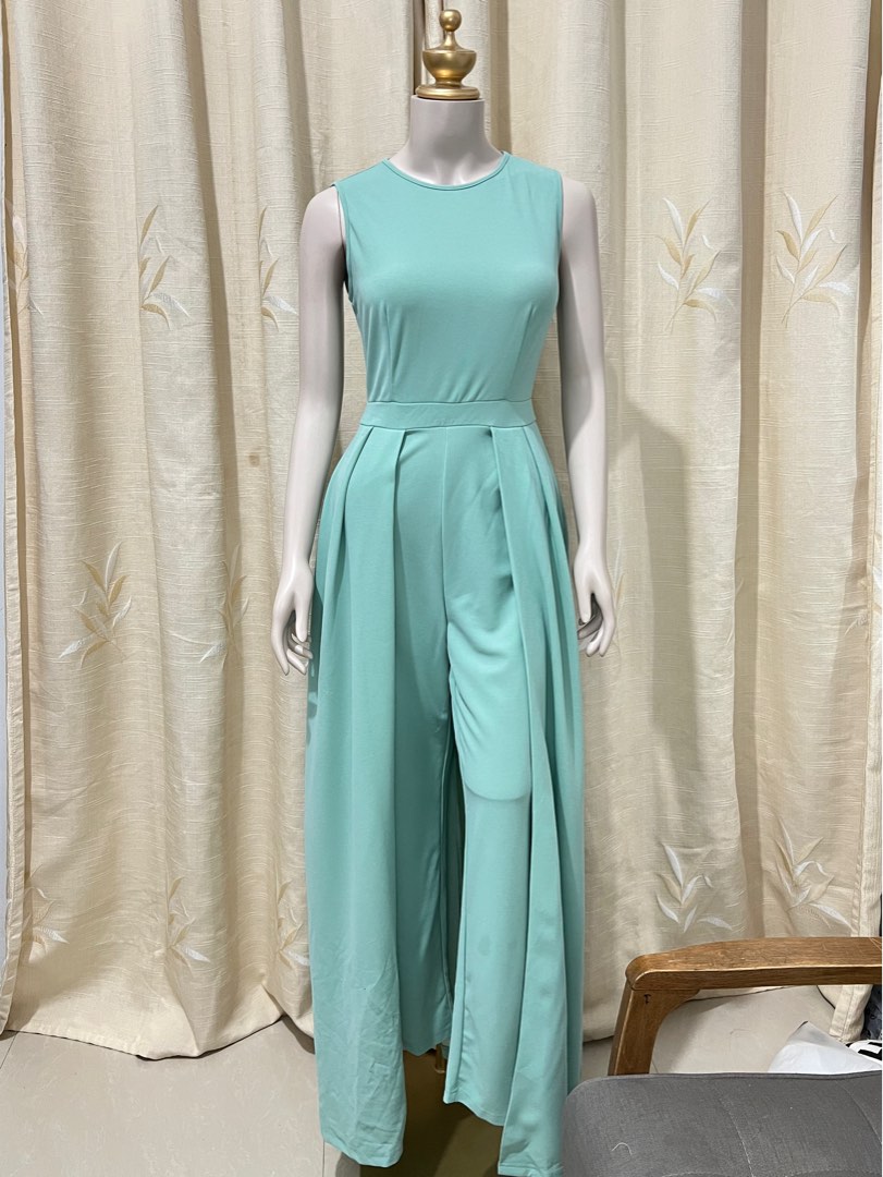 Shein Formal Jumpsuit Mint Green Dress, Women's Fashion, Dresses & Sets