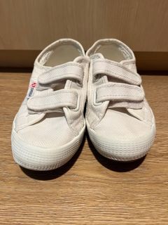 White school shoes Superga junior strap velcro kids size 28 (18cm)