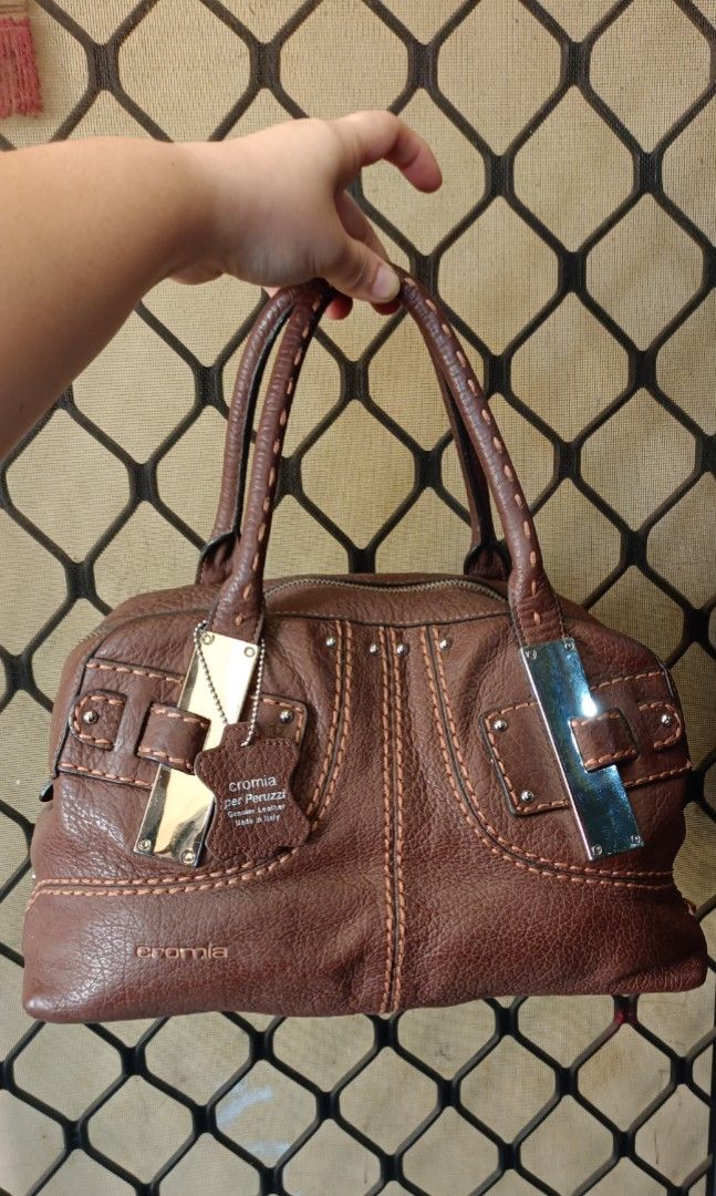Tas Top Handle bisa shoulder Cromia Per Peruzzi kulit Asli Made in Italy
