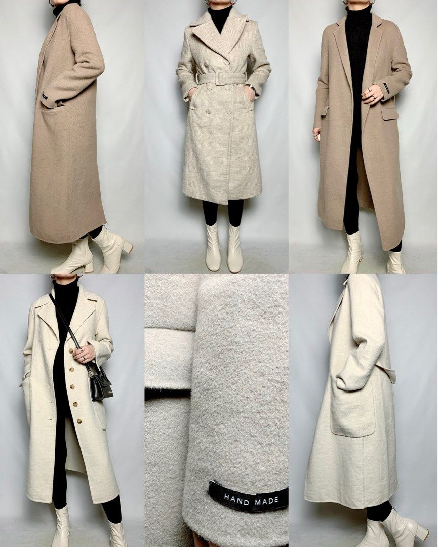 SOLD OUT Beige long wool coat Spring coat Fall coat Belted wool coat Plaid wool coat