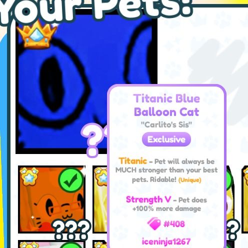 How to Get the Titanic Blue Balloon Cat in Pet Simulator X