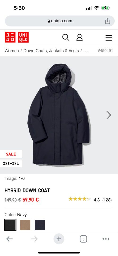 Uniqlo Hybrid Down Jacket in Navy Women s Fashion Coats Jackets