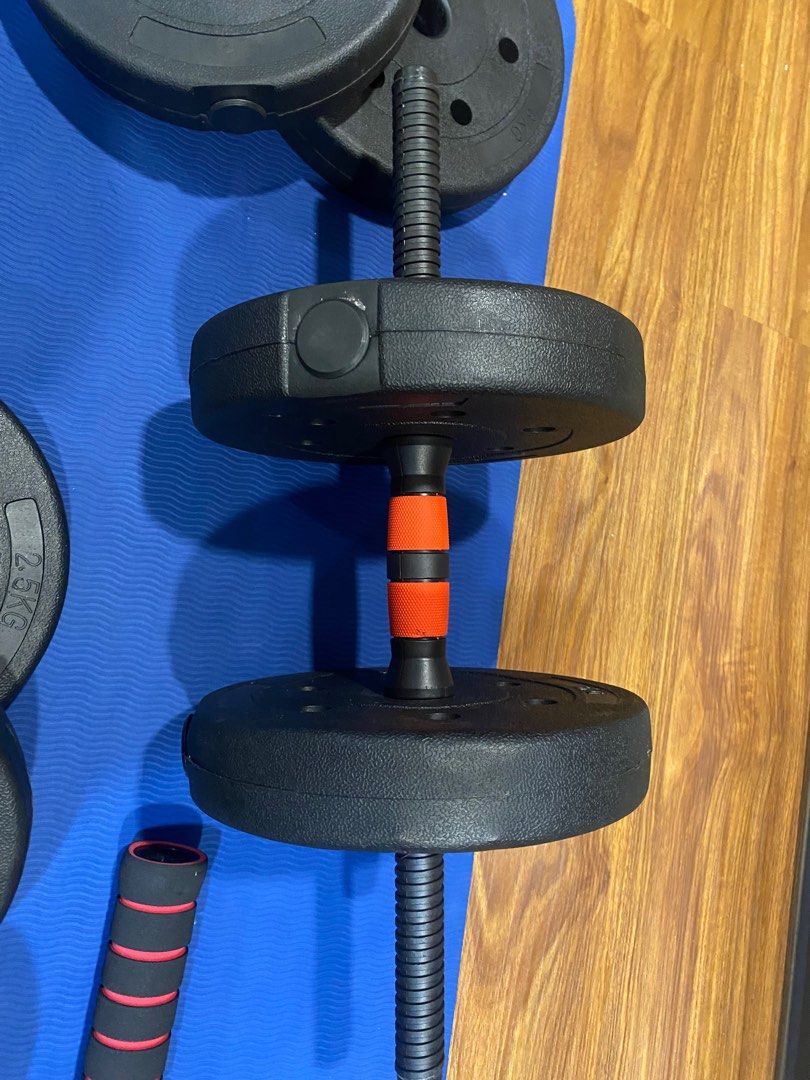 Weights set dumbbell bar bell plates, Sports Equipment, Exercise