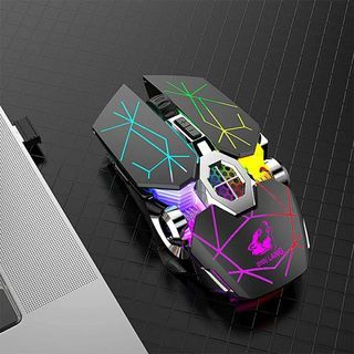 X13 Wireless Gamer Mouse, Rechargeable Wireless Mouse RGB, Silent Click, Automatic Sleep, Ergonomic, for Video Games Office