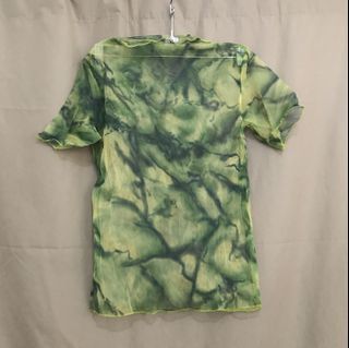 Y2k green marble mesh top