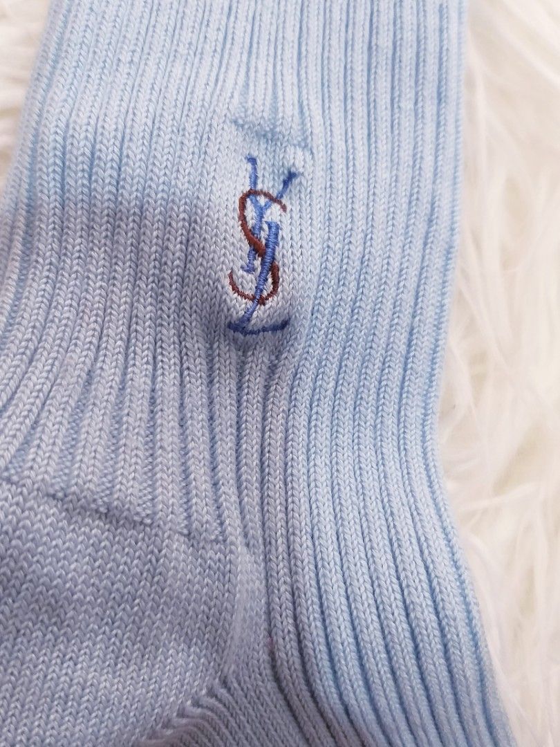 YSl Chausettes (Category: Socks) located in Cavite. Submitted by wishie_collects (Listing ID 1220264816, Image 2). Description: Ysl mid calf socks in light blue.