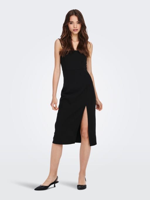 Zalora Black Slit Dress, Women's Fashion, Dresses Sets, Dresses