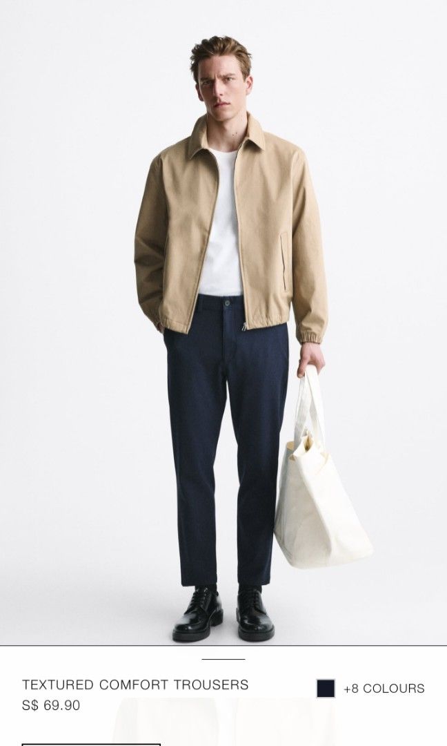 ZARA Textured Comfort Trouser, Men's Fashion, Bottoms, Trousers on Carousell