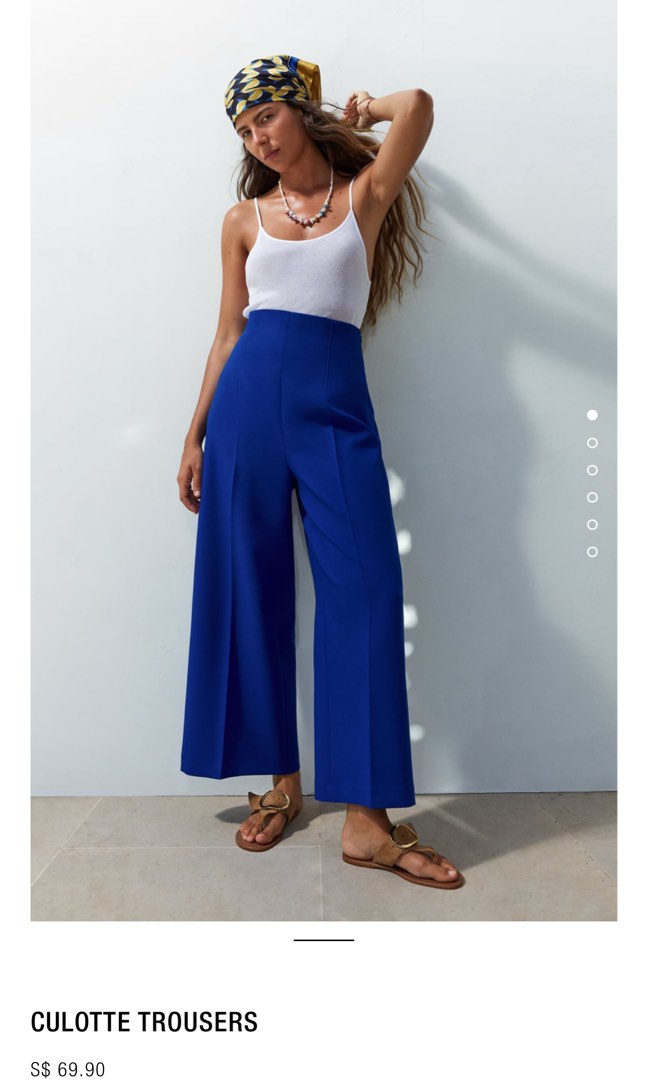 Zara Culotte Trousers in Ink Blue XS Women s Fashion Bottoms