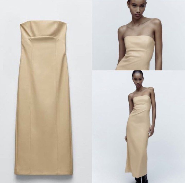 Zara cream leather dress clearance