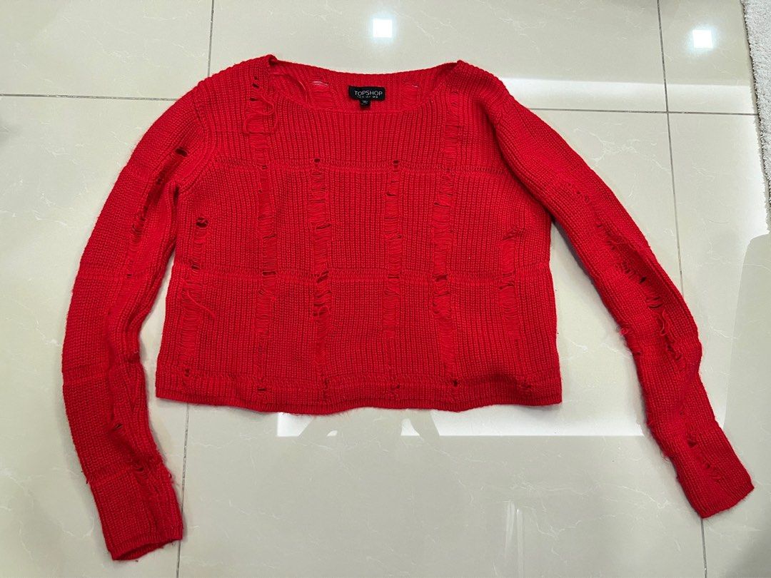 Zara Red Winter Crop top sweater