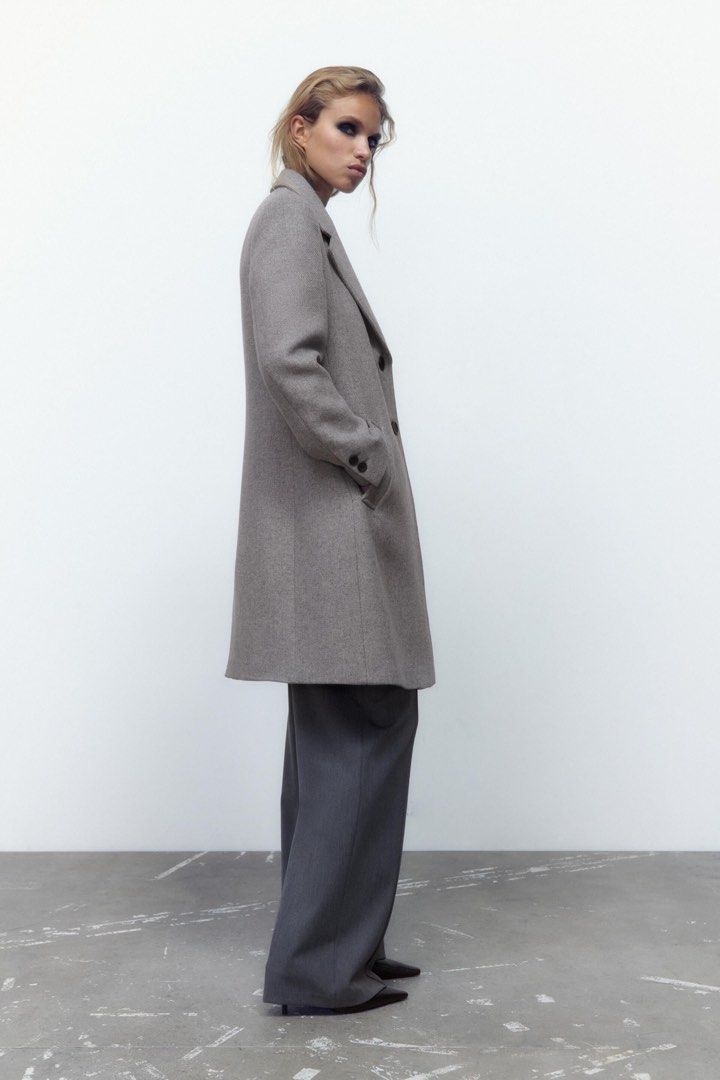 zara fitted wool blend coat