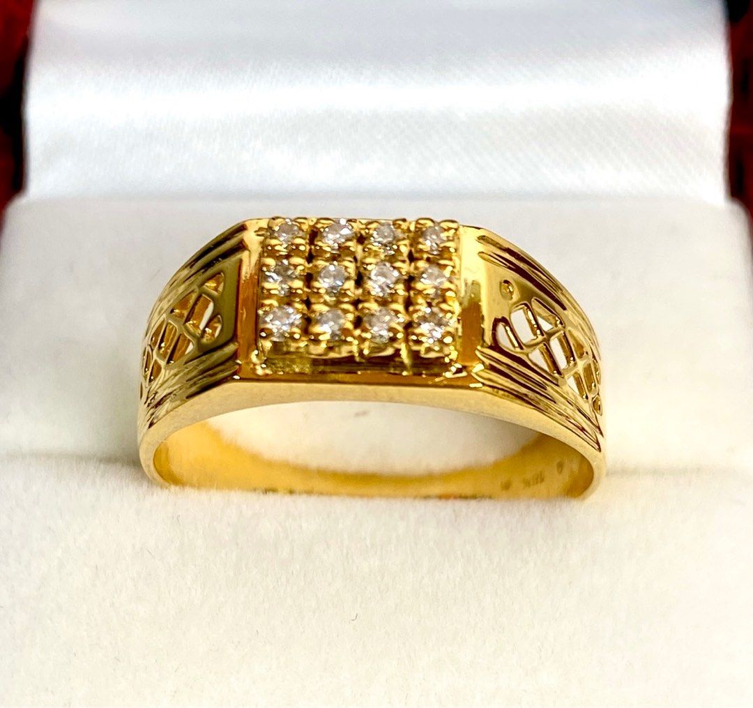 Gents gold shop diamond ring design
