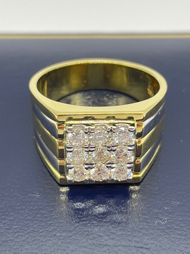 18k Yellow Gold Mens Diamond Ring Men s Fashion Watches