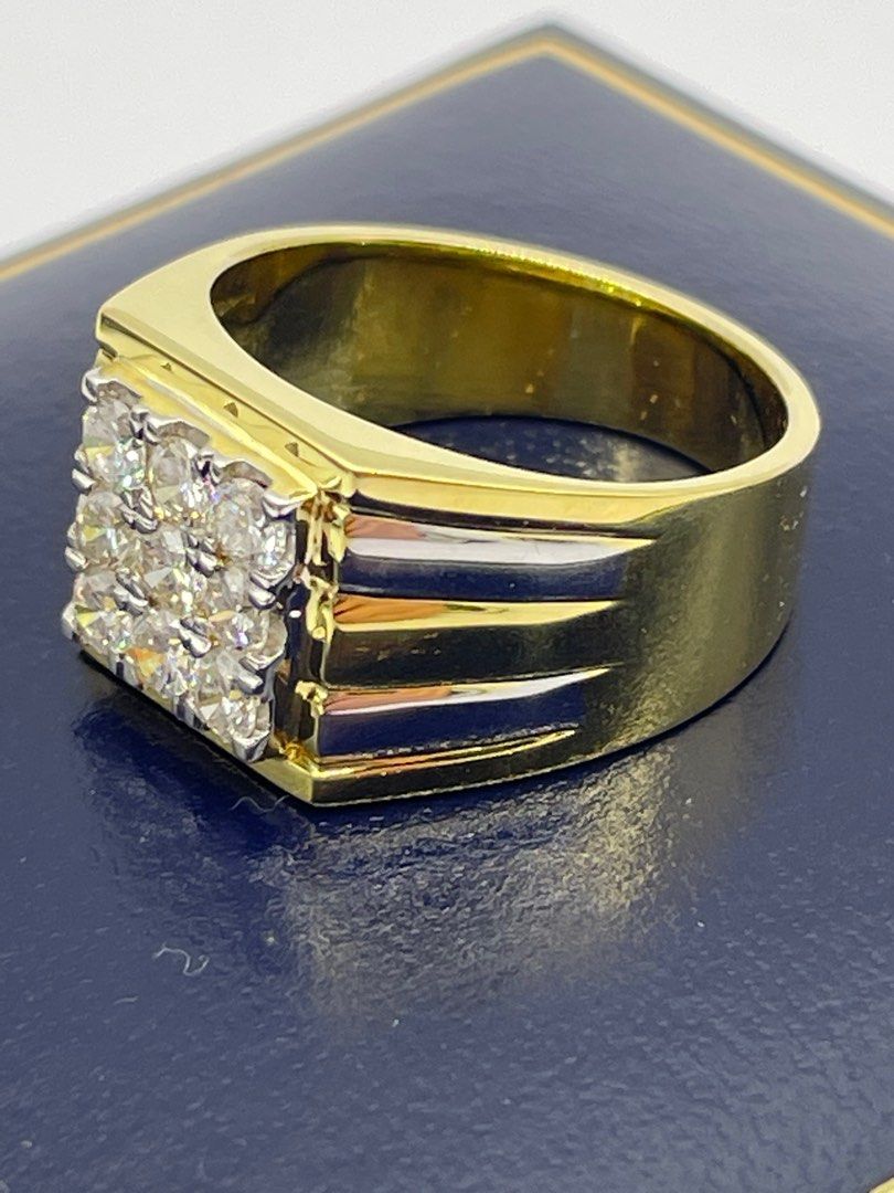 18k Yellow Gold Mens Diamond Ring