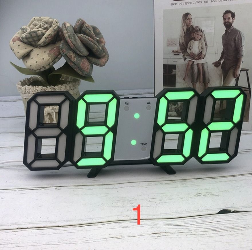 3D LED Digital Wall Desk Clock (USB Powered), Furniture & Home Living
