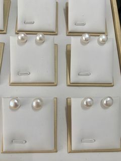 9mm超光超亮天然珍珠耳環（銀針）