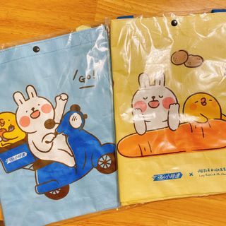<木木·仕事部屋 Mu Mu Studio> 懶散兔與啾先生 小時達 全聯 福箱 環保袋 購物袋 大購物袋  編織提袋