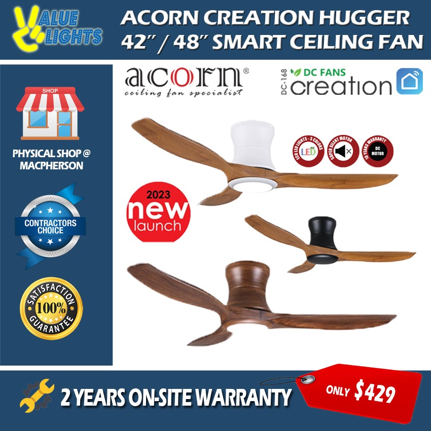 Acorn DC168H Creation Hugger 42" / 48" Smart Ceiling Fan with Optional