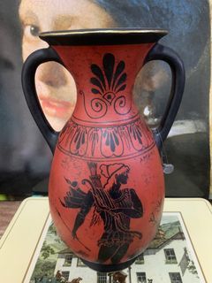 Ancient  Large Greek 25cm Vase Amphora 6th Century B.C. with  Black Figure painting HandMade in Greece