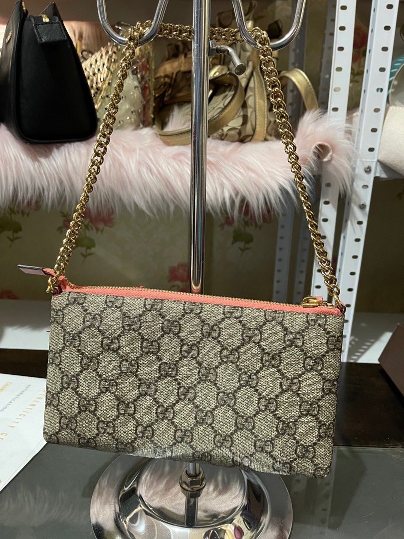 Gg supreme canvas top wrist wallet