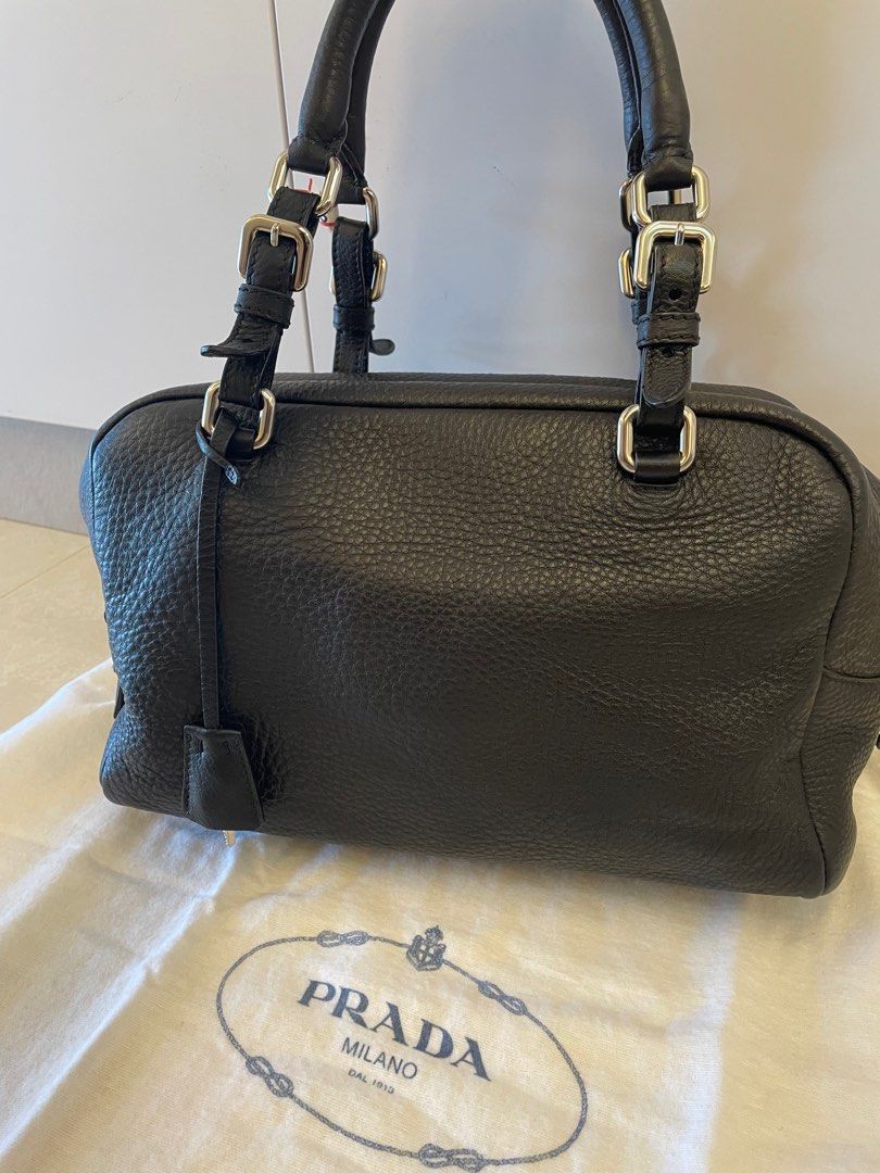 Authentic Prada Black Vitello Daino Leather Bauletto Satchel Bag, Luxury,  Bags & Wallets on Carousell