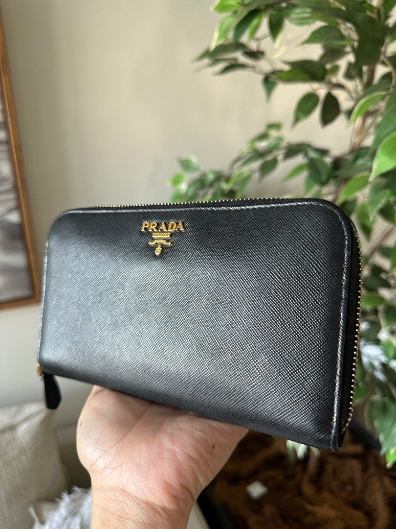 AUTHENTIC PRADA SAFFIANO BLACK LONG ZIPPY WALLET Luxury Bags