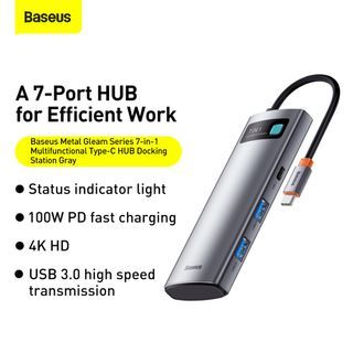 Baseus Metal Gleam 4/5/7/9/11 In 1 Type-C Hub [HDMI USB 3.0/2.0 PD SD TF RJ45 VGA 3.5mm Audio USB-C] For Laptop Notebook