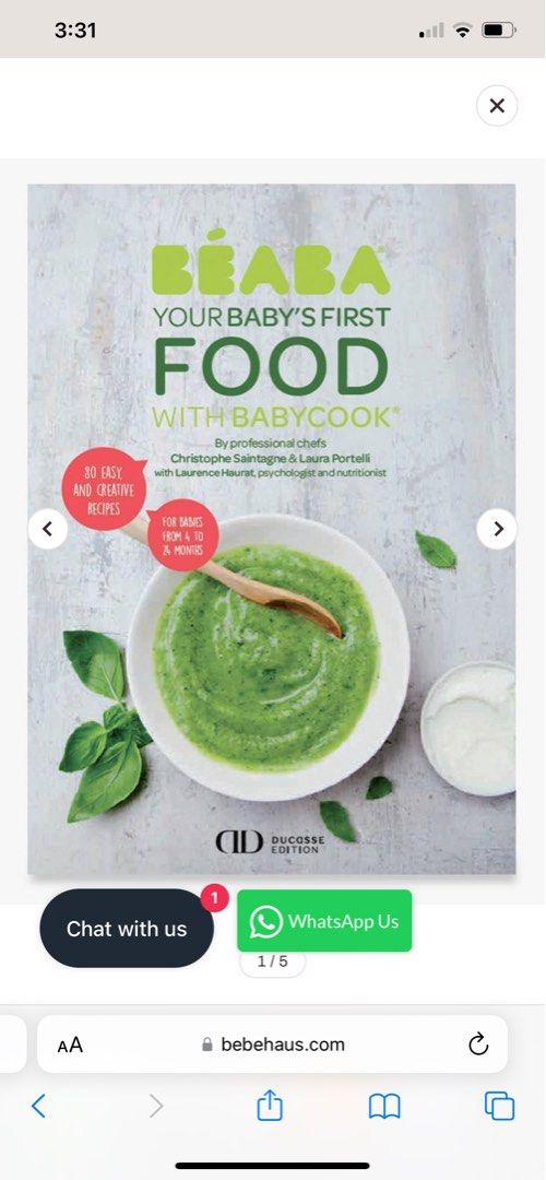 Beaba Baby Cook Book Babies Kids Nursing Feeding Weaning