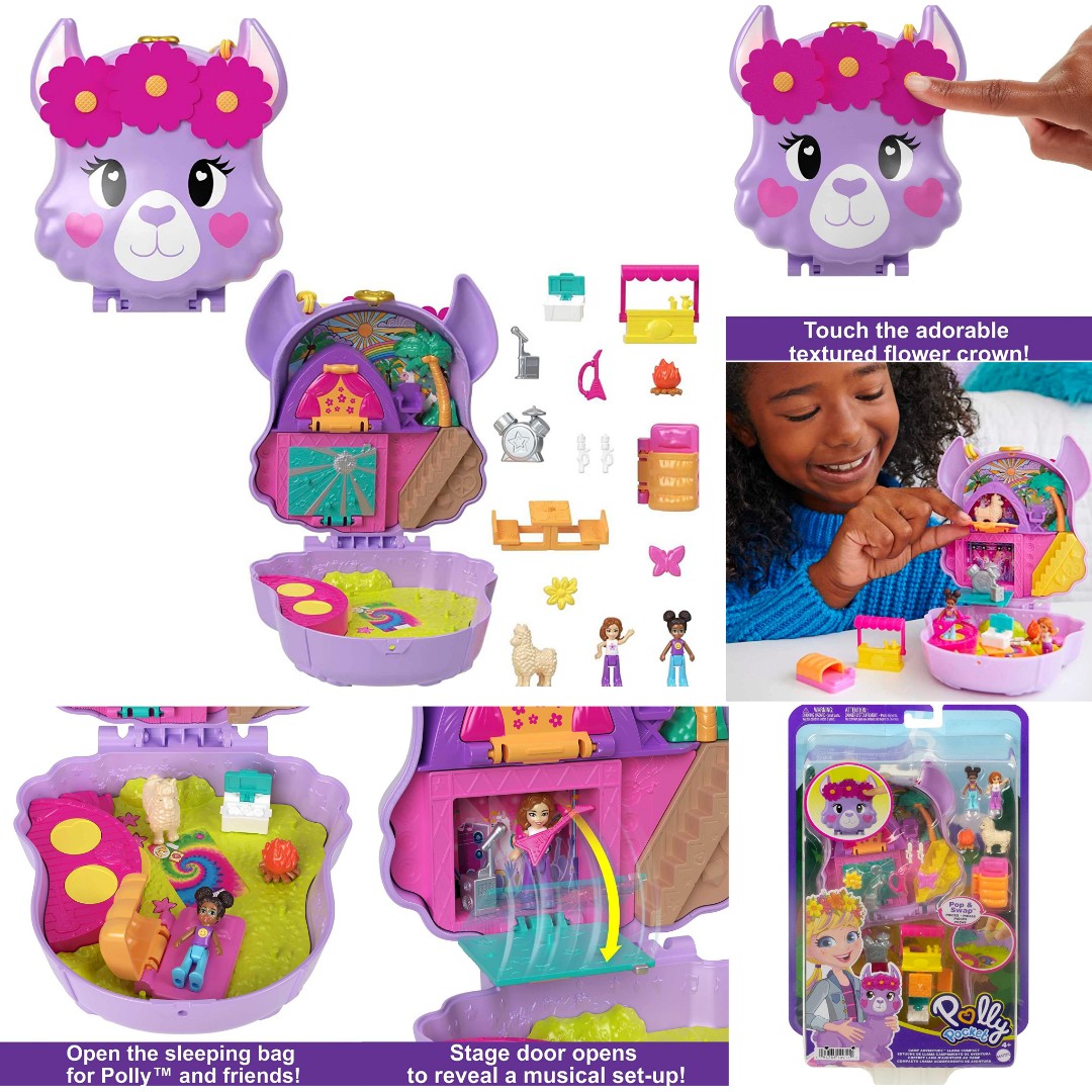 BNIB: Polly Pocket Mini Toys, Camp Adventure Llama Compact Playset with 2  Micro Dolls and 13 Accessories, Pocket World Travel Toys with Surprise  Reveals, Hobbies & Toys, Toys & Games on Carousell