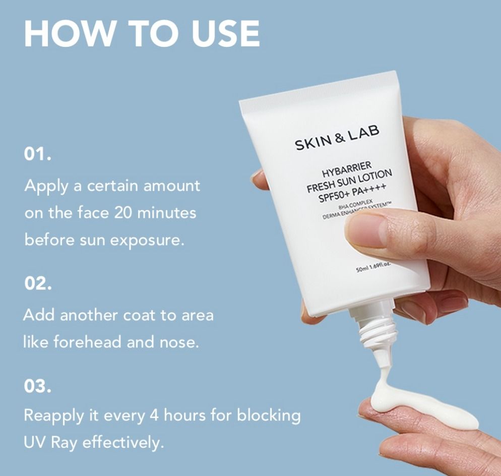 BNIB SKIN&LAB HYBARRIER fresh sun lotion sunscreen (50ml) spf50+ pa ...