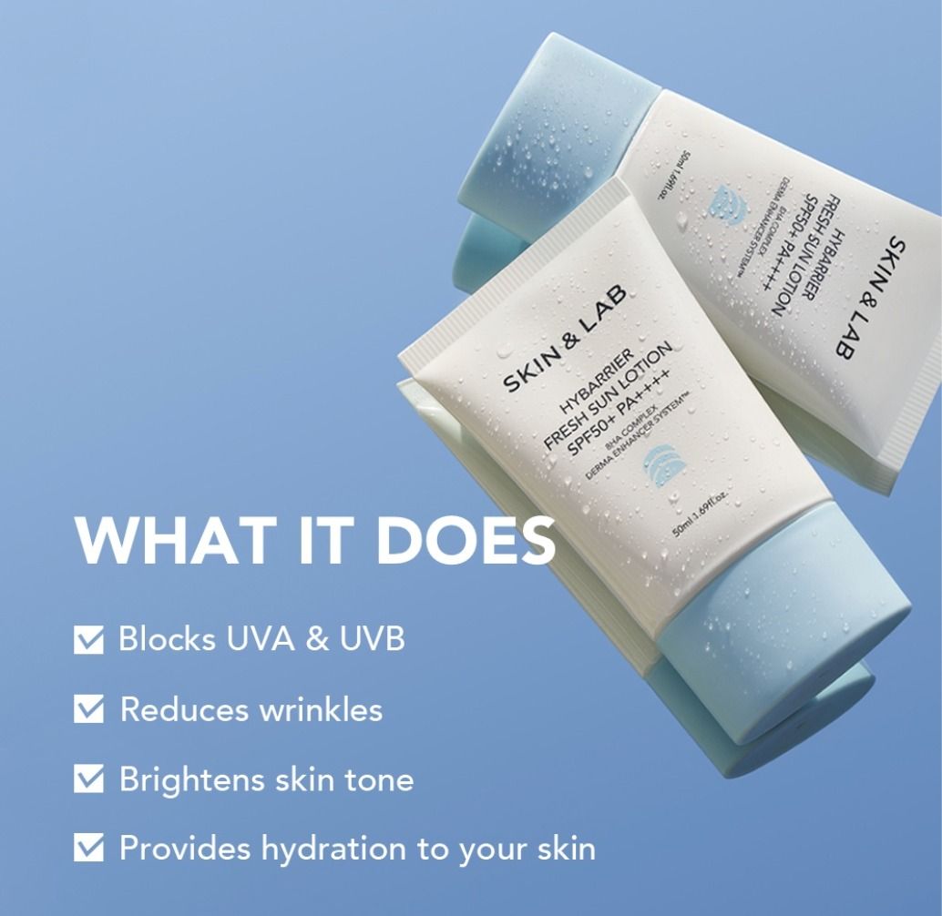 BNIB SKIN&LAB HYBARRIER fresh sun lotion sunscreen (50ml) spf50+ pa ...