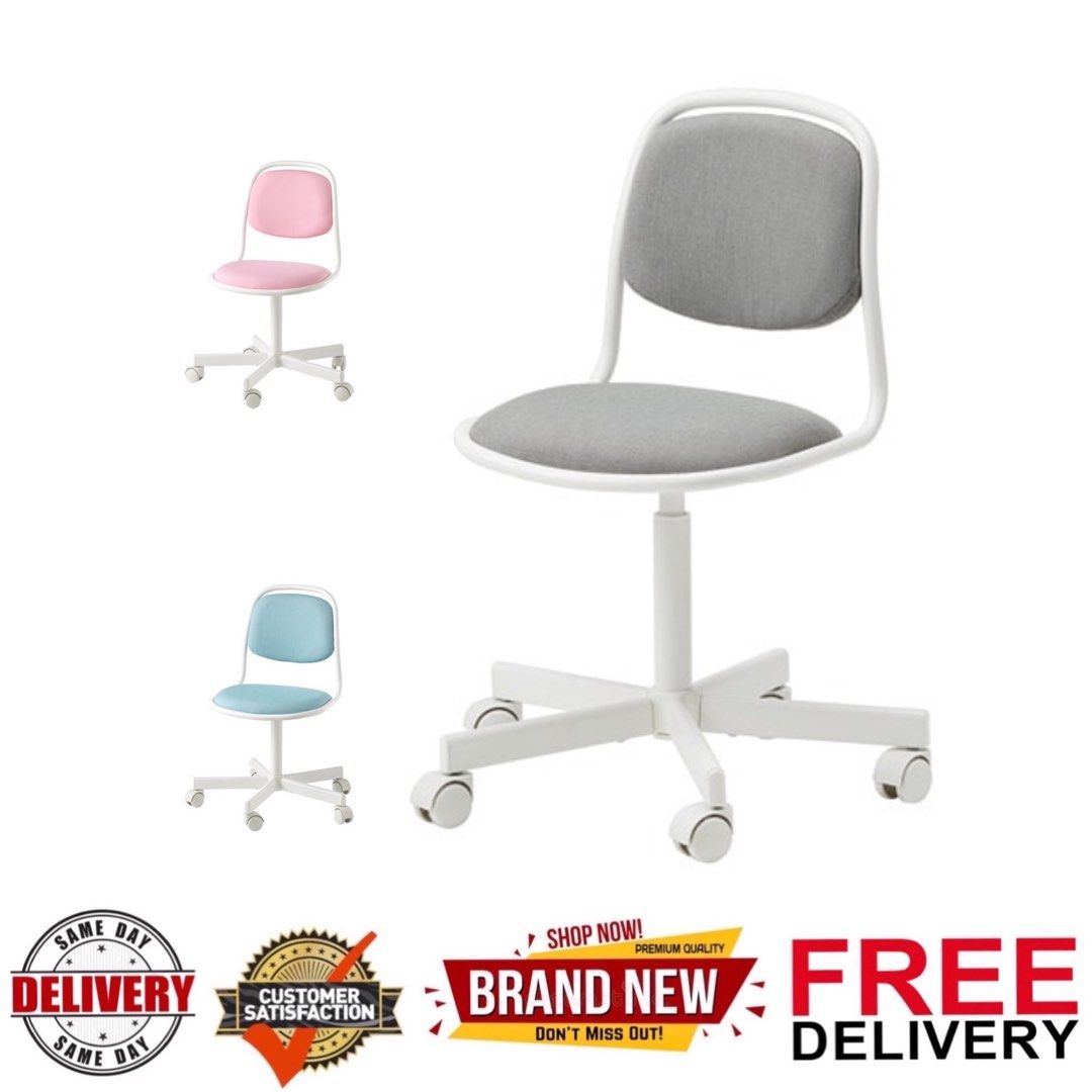 BNIP Free delivery ORFJALL Children s desk chair White vissle blue green Furniture Home Living Furniture Chairs on Carousell
