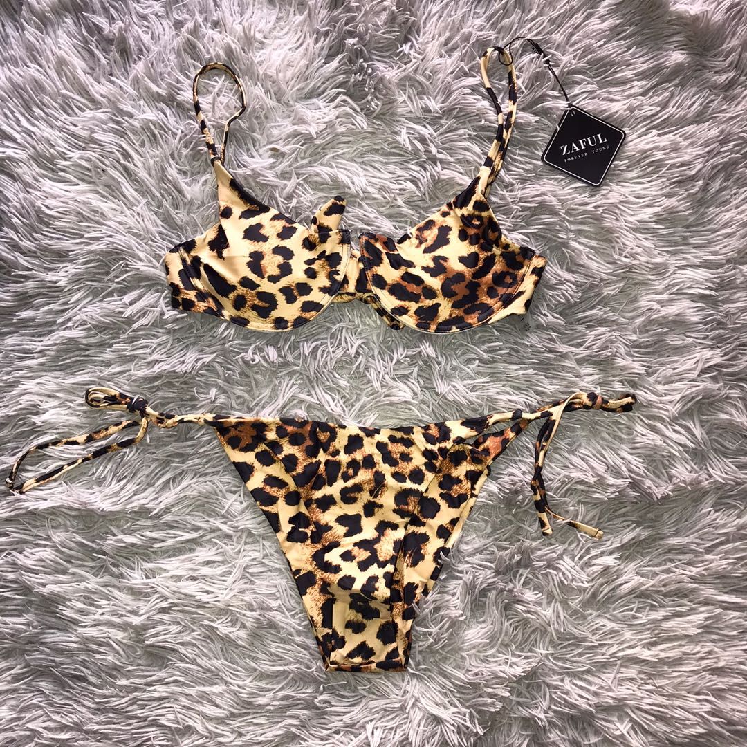 Cheetah Underwire Bikini Swimsuit, Women's Fashion, Swimwear, Bikinis ...