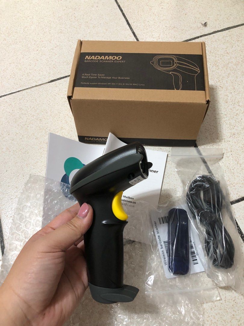 NADAMOO Wireless Barcode Scanner 328 Feet Transmission Distance USB  Cordless 1D Laser Automatic Barcode Reader Handhold Bar Code Scanner with  USB