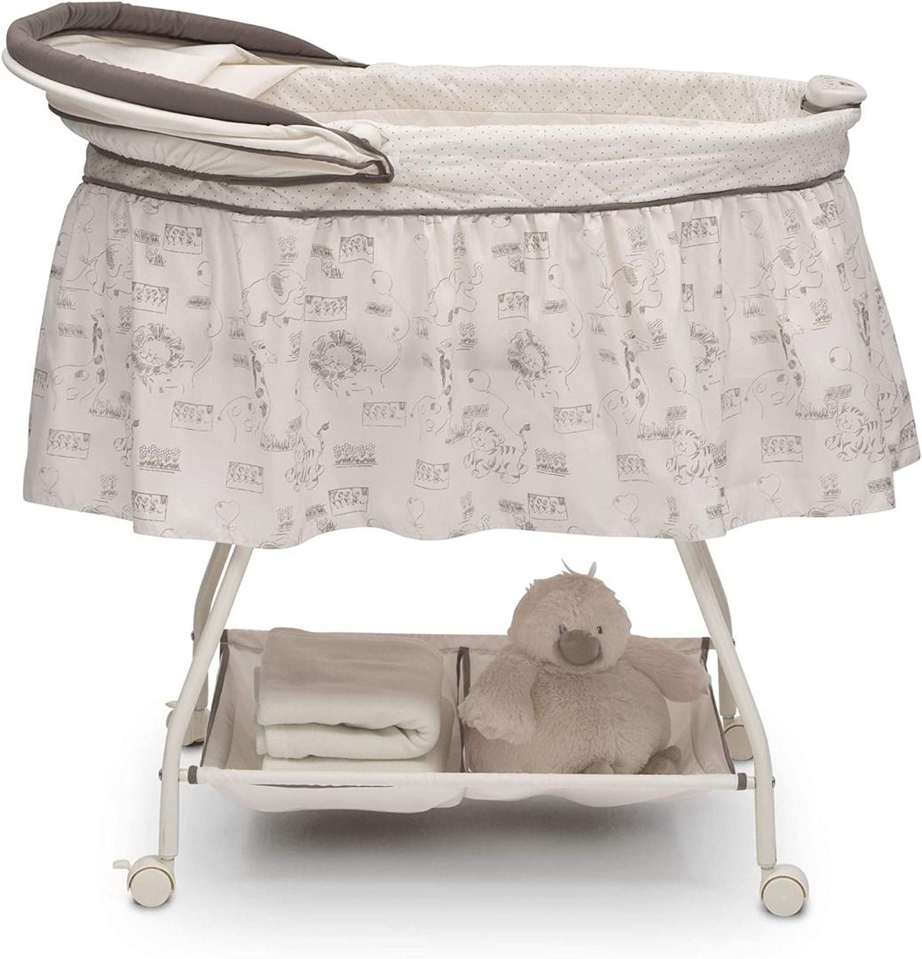 Delta Children Deluxe Sweet Beginnings Bedside Bassinet Portable Crib with Lights and Sounds Playtime Jungle Babies Kids Baby Nursery Kids Furniture Cots Cribs on Carousell