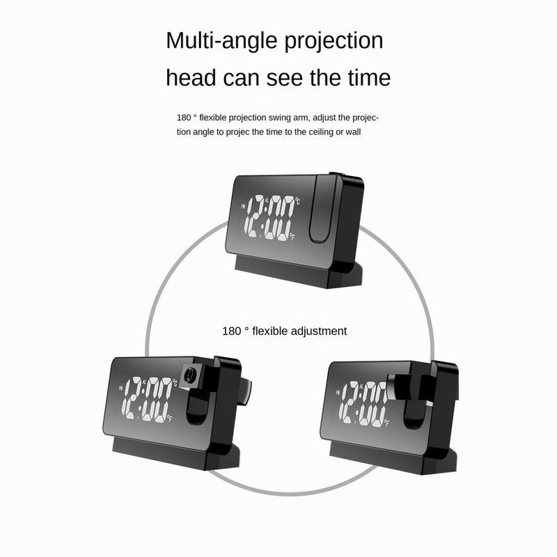 HD LED Projection Alarm Clock Digital Projector Time Display Date