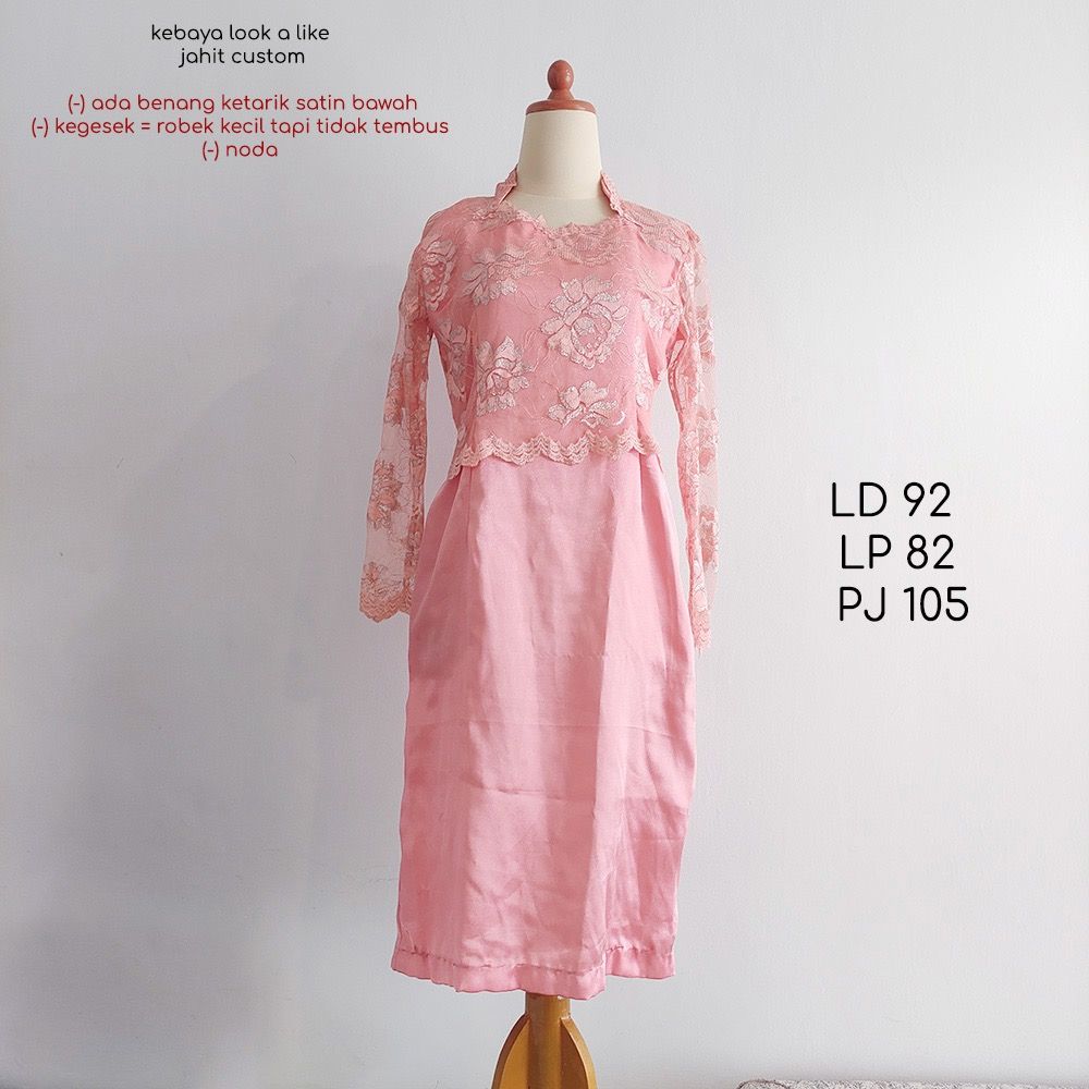 SALE DRESS long gaun kebaya look a like jahit peach panjang