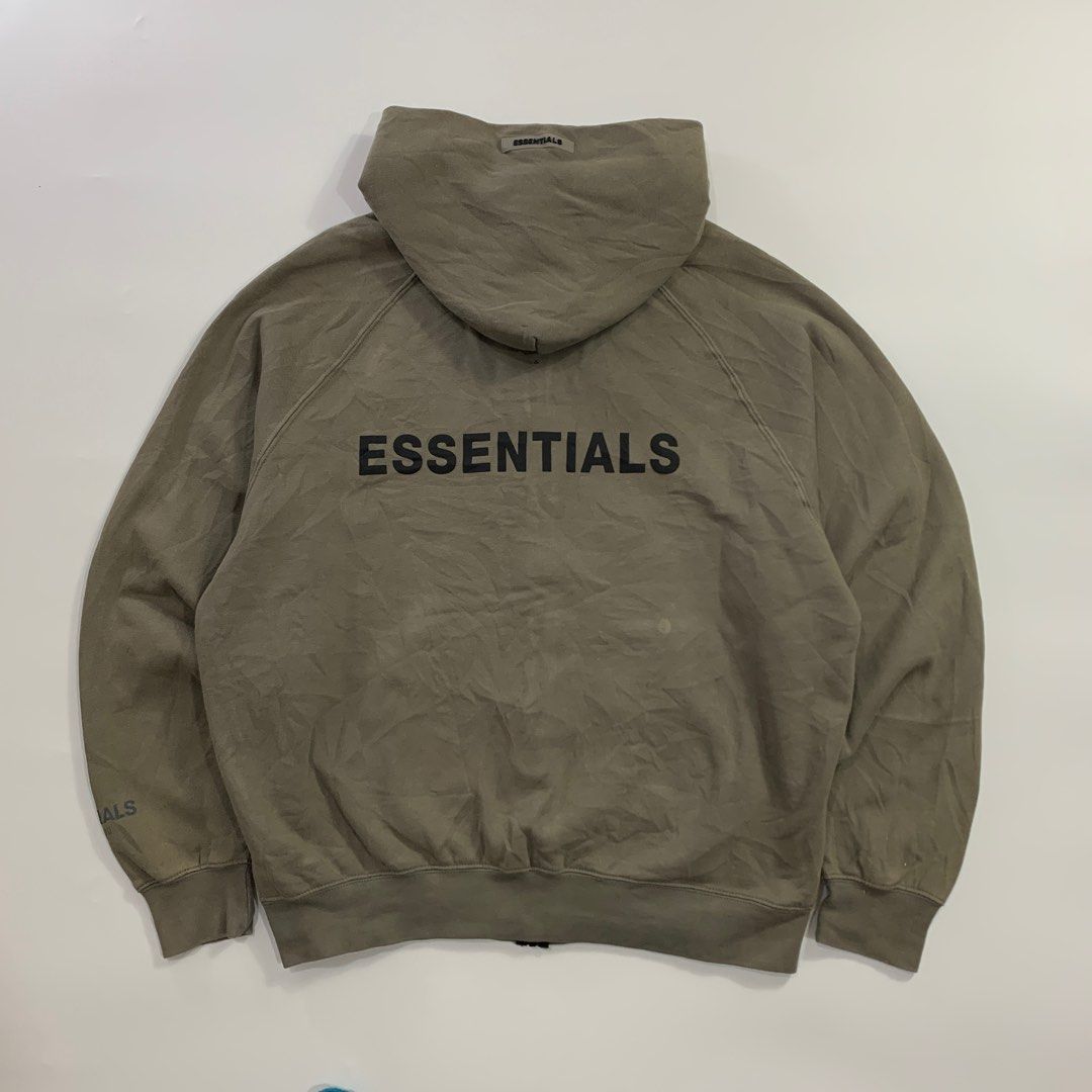 Essentials Raglan Full Zip Hoodie Gravel Grey on Carousell
