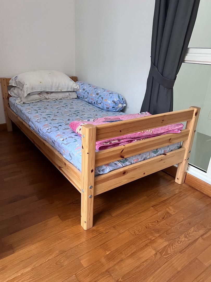 Flexa solid wood modern single bed frame, Furniture & Home Living